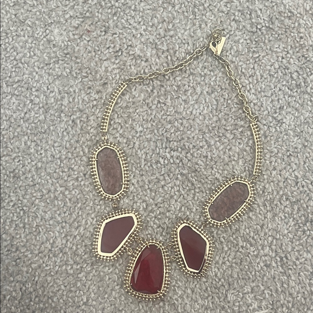 Kendra Scott Gold and Deep Red Necklace - Picture 4 of 5